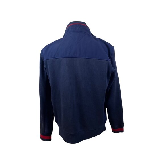 Tommy Hilfiger Mens Navy Full Zip Mock Neck Track Jacket Red Accents XL - Picture 3 of 9